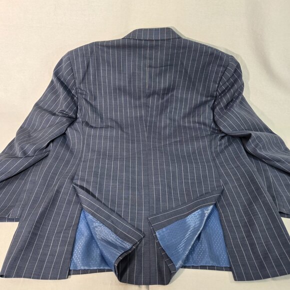PIERRE NOIR Old Money Blue Gray Striped Classic Fit Blazer Jacket Size L50/44. - Picture 9 of 17